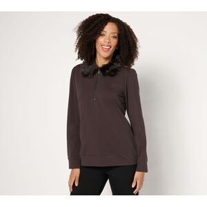 Maya J Women's Top Sz XL Faux Fur Half Zip Sweatshirt Brown A624557